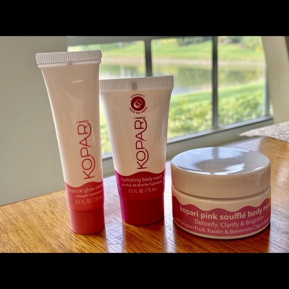 NEW KOPARI 3 PC HYDRATING BODY WASH PINK SOUFFLÉ BODY MASK GLOW CLEANSER TRAVEL - Picture 1 of 1